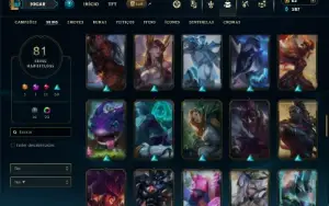 Bronze 3 com 100 Champs e 81 Skins + 1 Prestigio do Yi