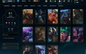 Bronze 3 com 100 Champs e 81 Skins + 1 Prestigio do Yi