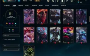 Bronze 3 com 100 Champs e 81 Skins + 1 Prestigio do Yi