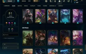 Bronze 3 com 100 Champs e 81 Skins + 1 Prestigio do Yi