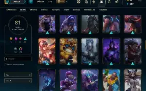 Bronze 3 com 100 Champs e 81 Skins + 1 Prestigio do Yi