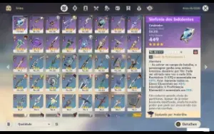 Conta Genshin Impact AR 45 Liney, Ganyu, Venti, Scara e Mona