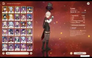 Conta Genshin Impact AR 45 Liney, Ganyu, Venti, Scara e Mona