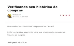 Conta Valorant gastos 510 reais valor negociável