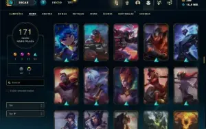 Unranked com 155 Champs e 171 Skins + Rammus Rei (SUP / ADC)