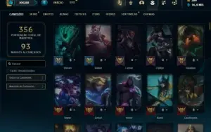 Unranked com 155 Champs e 171 Skins + Rammus Rei (SUP / ADC)
