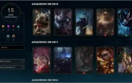 Conta de League of Legends(LoL), ouro 5, 17 emotes, 15 skins
