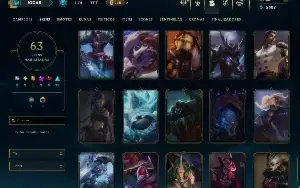 Ferro 1 com 110 Champs e 63 Skins ( TOP / JG / MID )