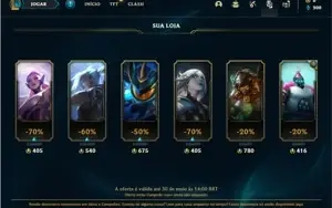 Conta platina 4 com 48 Champs e 16 Skins + 20 Espolios