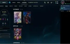Conta de LoL lv 320 com 151 skins (2 ultimates, udyr e lux)