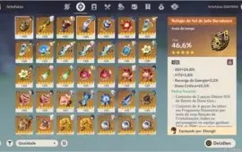 Genshin impact conta AR 57, 9 personagens 5 estrelas