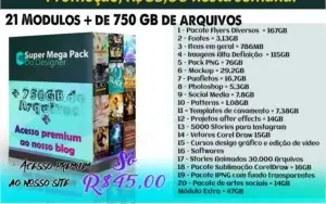 Super Mega Pack do Designer - 750 de arquivos artes e cursos