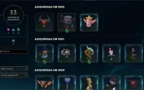 Conta LoL com 1351 skins criada desde 2013