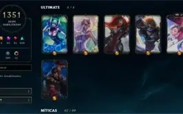 Conta LoL com 1351 skins criada desde 2013