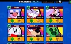 CONTA BRAWL STARS 45/47, MUITAS MOEDAS E 30+ SKINS