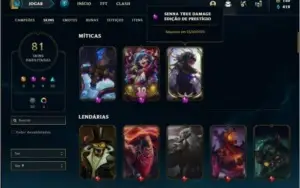 Conta ouro 2 com 122 champs e 81 skins ( MAIN JG )