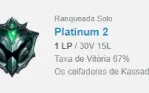 conta plat 2 ganhando +28 perdendo -5 com skin do talon