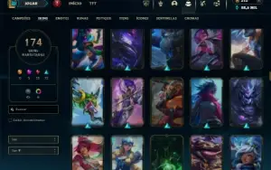 Platina 2 com TODOS os champs e 173 Skins + 1665 RP