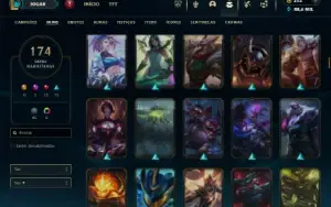 Platina 2 com TODOS os champs e 173 Skins + 1665 RP