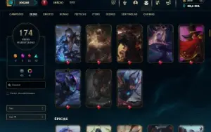 Platina 2 com TODOS os champs e 173 Skins + 1665 RP