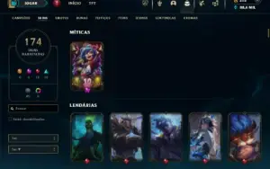 Platina 2 com TODOS os champs e 173 Skins + 1665 RP