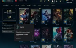 Platina 2 com TODOS os champs e 173 Skins + 1665 RP