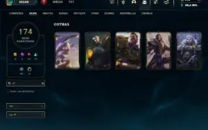 Platina 2 com TODOS os champs e 173 Skins + 1665 RP