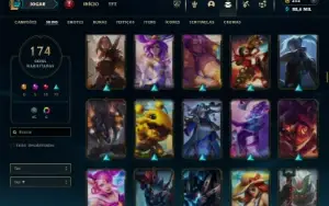 Platina 2 com TODOS os champs e 173 Skins + 1665 RP
