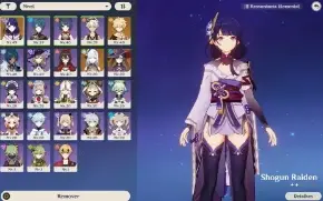 Raiden Shogun + Engulfing Lightning e personagens 5 estrelas