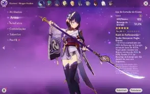 Raiden Shogun + Engulfing Lightning e personagens 5 estrelas