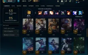Unranked com 42 Champs e 10 Skins