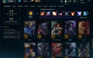 Unranked com 42 Champs e 10 Skins