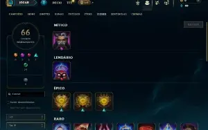 Unranked com 42 Champs e 10 Skins