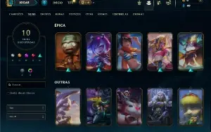 Unranked com 42 Champs e 10 Skins