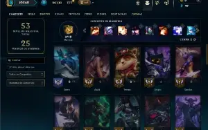 Unranked com 42 Champs e 10 Skins