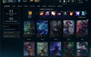 Unranked com 42 Champs e 10 Skins
