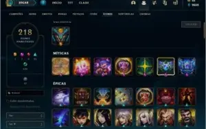 Conta Platina com 145 campeões, 180 skins