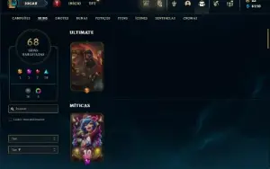 Unranked com 100 Champs e 68 Skins