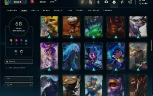 Unranked com 100 Champs e 68 Skins