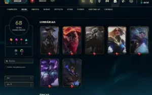 Unranked com 100 Champs e 68 Skins