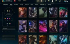 Unranked com 100 Champs e 68 Skins