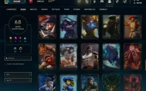 Unranked com 100 Champs e 68 Skins