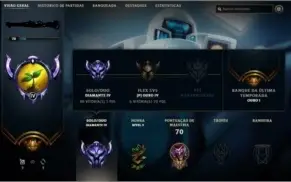 CONTA DE LOL DIAMANTE 4,  NÍVEL 70, 6 SKINS (2 LENDÁRIAS)