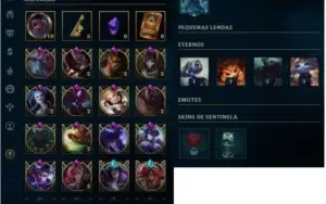 Conta lol lvl 489 platina 2 atualmente (ex d2) 91 skins