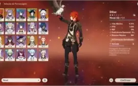 Conta AR29 com 5 personagens 5* e 3 armas 5*