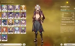 Conta Genshin - Arataki Itto 5* e Jean 5* AR 33