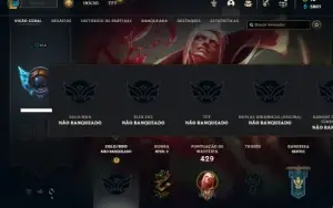 Unranked com 140 Champs e 104 Skins
