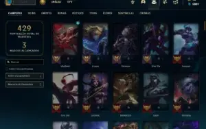 Unranked com 140 Champs e 104 Skins