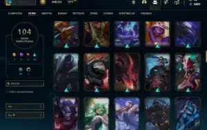 Unranked com 140 Champs e 104 Skins