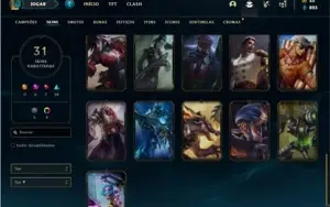 Conta bronze 1 com 62 Champs e 31 Skins + 2 Fragmentos